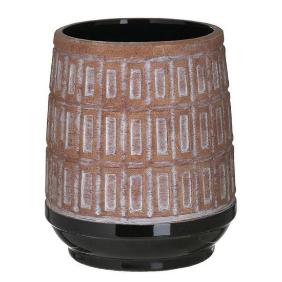 Κασπώ κεραμικό αντικέ μπεζ/μαύρο 18x21εκ.