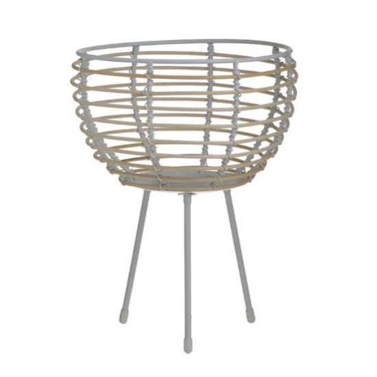 Κηροπήγιο μέταλλο/ξύλο λευκό/natural 20x28εκ.