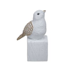 Διακοσμητικό πουλάκι resin λευκό/natural 12x8x15εκ.