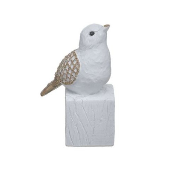 Διακοσμητικό πουλάκι resin λευκό/natural 12x8x15εκ.