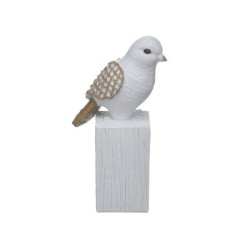 Διακοσμητικό πουλάκι resin λευκό/natural 10x7x19εκ.