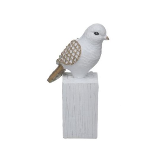 Διακοσμητικό πουλάκι resin λευκό/natural 10x7x19εκ.