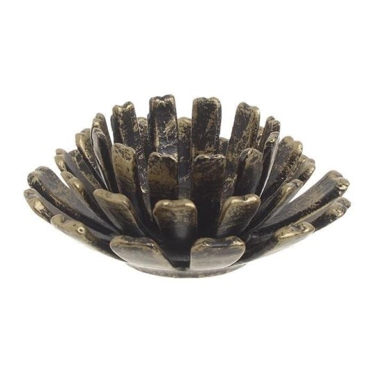 Κηροπήγιο μεταλλικό αντικέ χρυσό 13x13x5,5εκ.