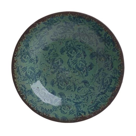 Πιατέλα διακοσμητική κεραμική αντικέ πράσινη/μπλε 42,5x8εκ.