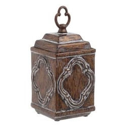 Βάζο με καπάκι κεραμικό αντικέ καφέ 38x13x13εκ.