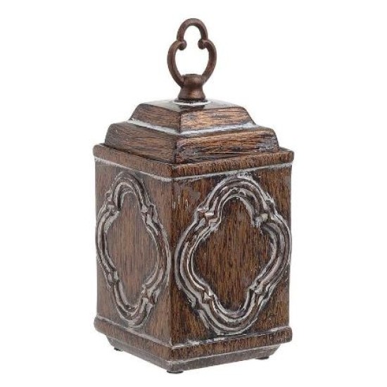 Βάζο με καπάκι κεραμικό αντικέ καφέ 38x13x13εκ.