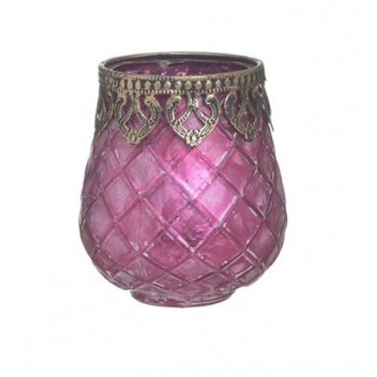 Κηροπήγιο μέταλλο/γυαλί φουξ/μπρονζέ 9x11εκ.