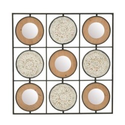 Διακοσμητικό τοίχου μέταλλο/ξύλο με καθρέπτες 70x2x70εκ.