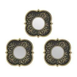 Σετ 3 καθρέφτες τοίχου PL αντική χρυσό 25x25εκ.