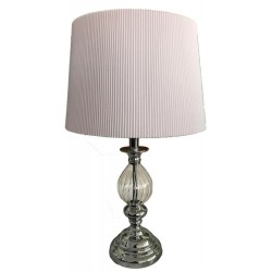 Φωτιστικό επιτραπέζιο μέταλλο/γυαλί ασημί με πλισέ καπάκι 53εκ.