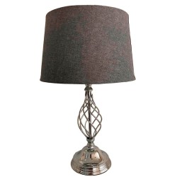 Φωτιστικό επιτραπέζιο μεταλλικό ασημί/γκρι καπέλο 53εκ.