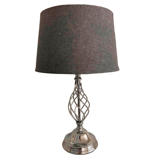 Φωτιστικό επιτραπέζιο μεταλλικό ασημί/γκρι καπέλο 53εκ.