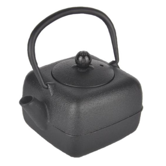 Τσαγιέρα μαντεμένια τετράγωνη μαύρη 0.4L