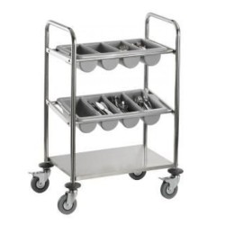 Τρόλεϊ δίσκων-μαχαιροπήρουνα ανοξείδωτο 63x40x98εκ.