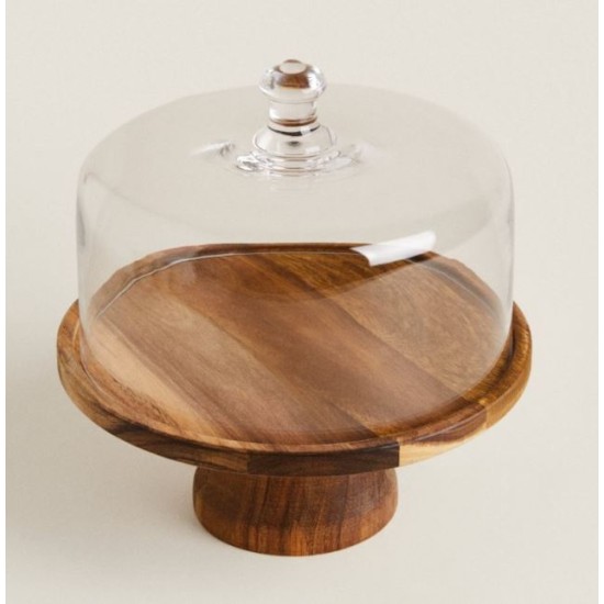 Τουρτιέρα με πόδι γυαλί/ξύλο 10/23,5x16,8/26εκ.