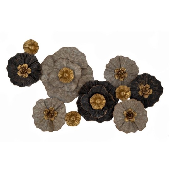 Διακοσμητικό τοίχου μεταλλικό λουλούδια μπεζ 94x52,5x7εκ.