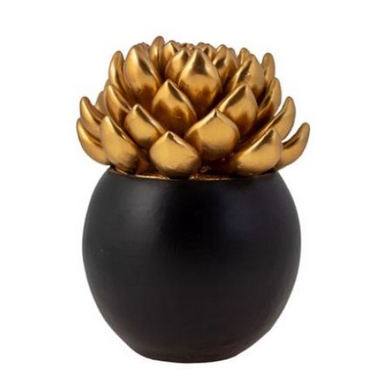 Διακοσμητικός κάκτος πολυεστερικός χρυσό/μαύρο 7,5x11εκ.