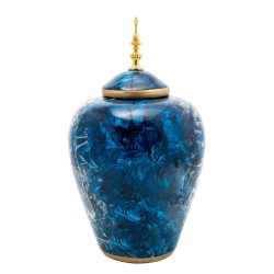 Βάζο με καπάκι κεραμικό μπλε/χρυσό 17,5x44εκ.