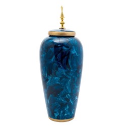 Βάζο με καπάκι κεραμικό μπλε/χρυσό 22,5x37,5εκ.
