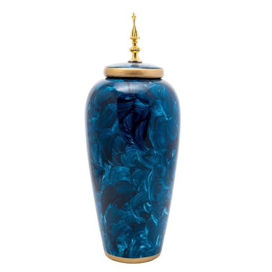 Βάζο με καπάκι κεραμικό μπλε/χρυσό 22,5x37,5εκ.
