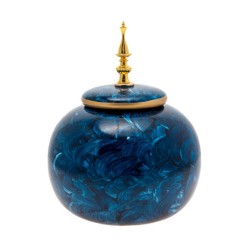 Βάζο με καπάκι κεραμικό μπλε/χρυσό 22,5x37,5εκ.