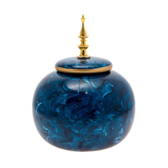 Βάζο με καπάκι κεραμικό μπλε/χρυσό 22,5x37,5εκ.