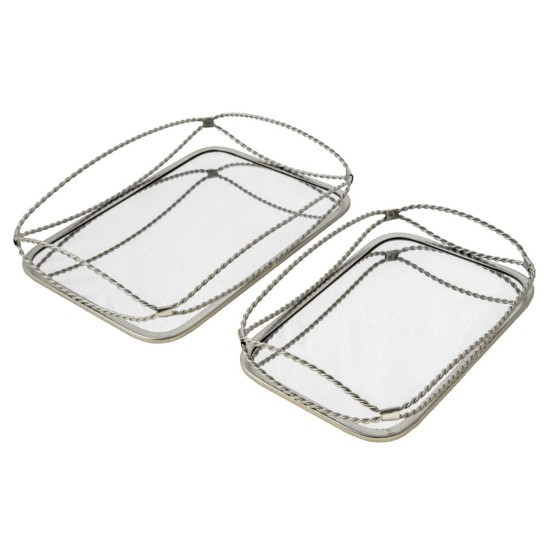 Σετ 2 δίσκοι μεταλλικοί ασημί με καθρέφτη