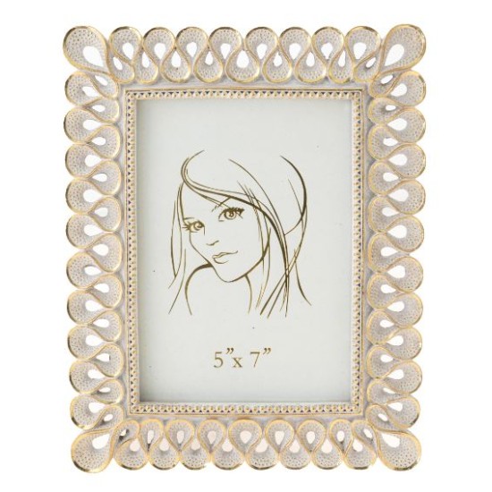 Κορνίζα πολυεστερική λευκό/χρυσό 13x18εκ.