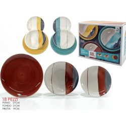 Σετ φαγητού 18 τεμαχίων πορσελάνης 3 χρώματα Demetra