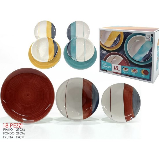 Σετ φαγητού 18 τεμαχίων πορσελάνης 3 χρώματα Demetra