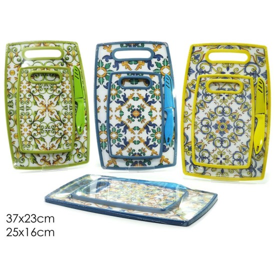 Σετ 2 βάσεις κοπής πλαστικές με κεραμικό μαχαίρι