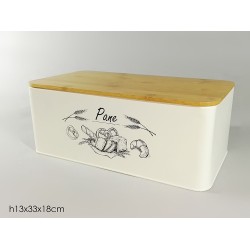 Ψωμιέρα μέταλλο/ξύλο κρεμ 33x18x13εκ.