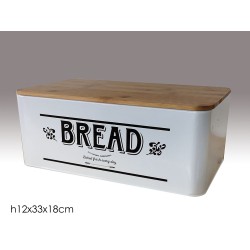 Ψωμιέρα μέταλλο/ξύλο λευκό/μαύρο 33x18x12εκ.