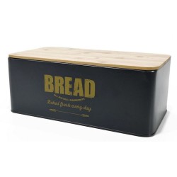 Ψωμιέρα μέταλλο/ξύλο μαύρη 33x18x12εκ.