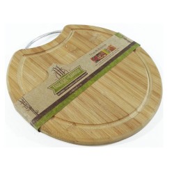 Βάση κοπής bamboo στρόγγυλη με λαβή 30εκ.