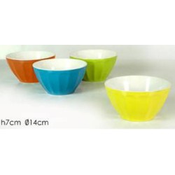Μπωλ πορσελάνινο με ρίγες σε 4 χρώματα 14x7εκ.