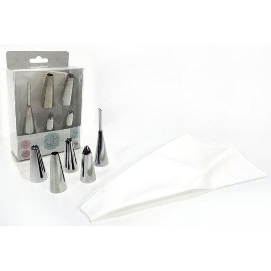 Σετ κορνέ ζαχαροπλαστικής με 5 μύτες ανοξείδωτες