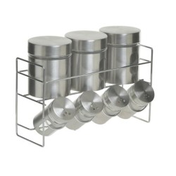 Σετ μπαχαρικών 7 τεμαχίων σε βάση μέταλλο/γυαλί 27x14x18εκ.