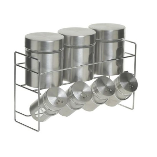 Σετ μπαχαρικών 7 τεμαχίων σε βάση μέταλλο/γυαλί 27x14x18εκ.