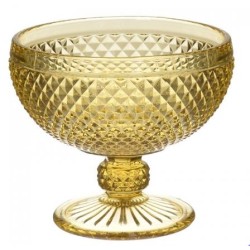 Σετ 6 μπωλ παγωτού γυάλινα με πόδι μελί 10,5x12εκ.