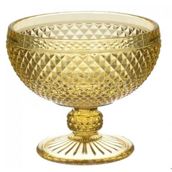 Σετ 6 μπωλ παγωτού γυάλινα με πόδι μελί 10,5x12εκ.