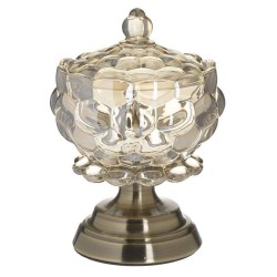 Φοντανιέρα με πόδι γυαλί/μέταλλο αντικέ χρυσή 15x22εκ.