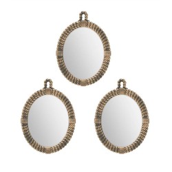 Σετ 3 καθρέφτες τοίχου PP μπρονζέ 25x2x34εκ.