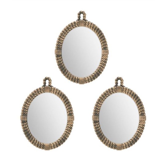 Σετ 3 καθρέφτες τοίχου PP μπρονζέ 25x2x34εκ.