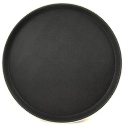 Δίσκος σερβιρίσματος fiberglass με inox στεφάνι μαύρος 35,5εκ.