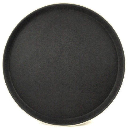 Δίσκος σερβιρίσματος fiberglass με inox στεφάνι μαύρος 35,5εκ.