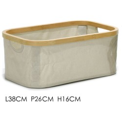 Καλάθι αποθήκευσης πτυσσόμενο υφασμάτινο μπεζ 38x26x16εκ.