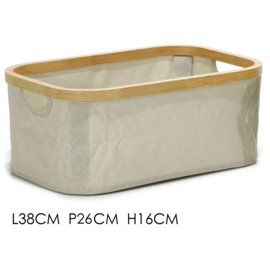 Καλάθι αποθήκευσης πτυσσόμενο υφασμάτινο μπεζ 38x26x16εκ.
