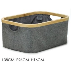 Καλάθι αποθήκευσης πτυσσόμενο υφασμάτινο γκρι 38x26x16εκ.