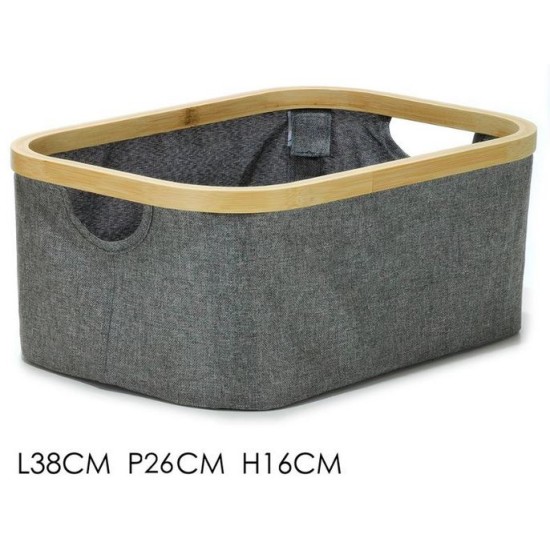 Καλάθι αποθήκευσης πτυσσόμενο υφασμάτινο γκρι 38x26x16εκ.
